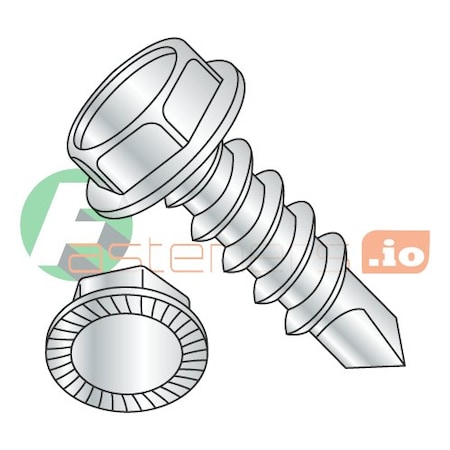Newport Fasteners Self-Drilling Screw, 5/16" x 1 in, Zinc Plated Steel Flange Hex Head External Hex Drive, 1000 PK 821566
